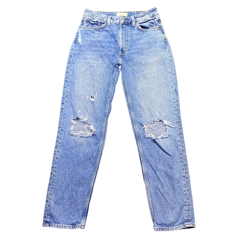 We The Free Free People Tapered Straight Leg Distressed Jeans Blue Size 26